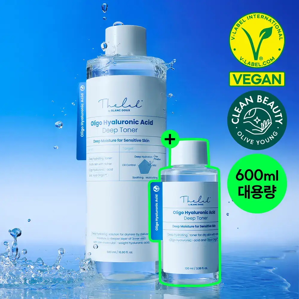 [대용량/속보습폭발] 더랩바이블랑두 올리고 히알루론산 딥 토너 500ml 대용량 기획 (+100ml)